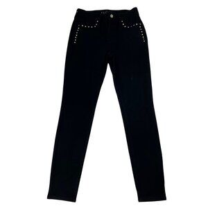 WHBM The Sculpt Skinny Ankle Jeans Studded Mid Rise Black Size 2
